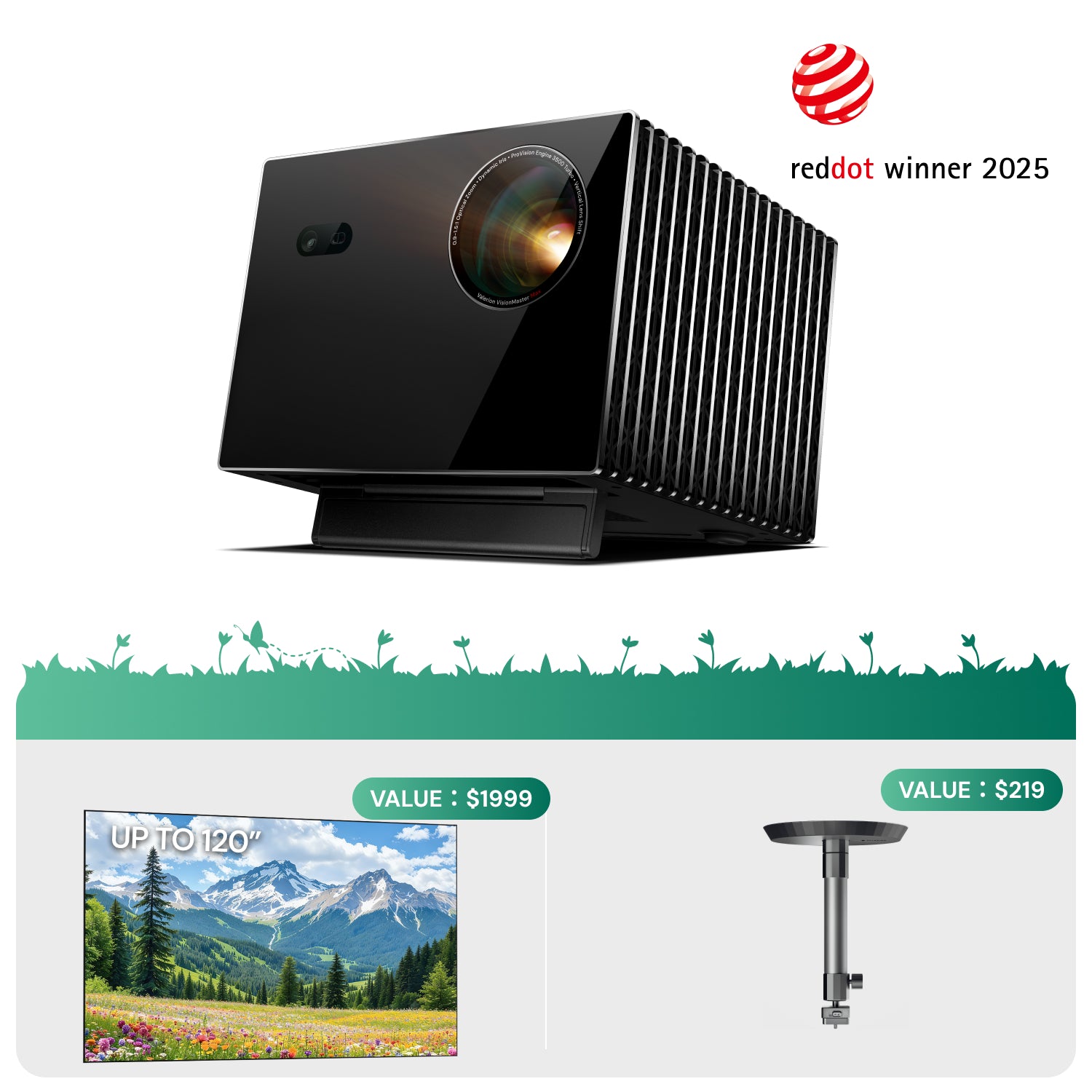 VisionMaster Max + Fresnel ALR Screen & Ceiling Bracket