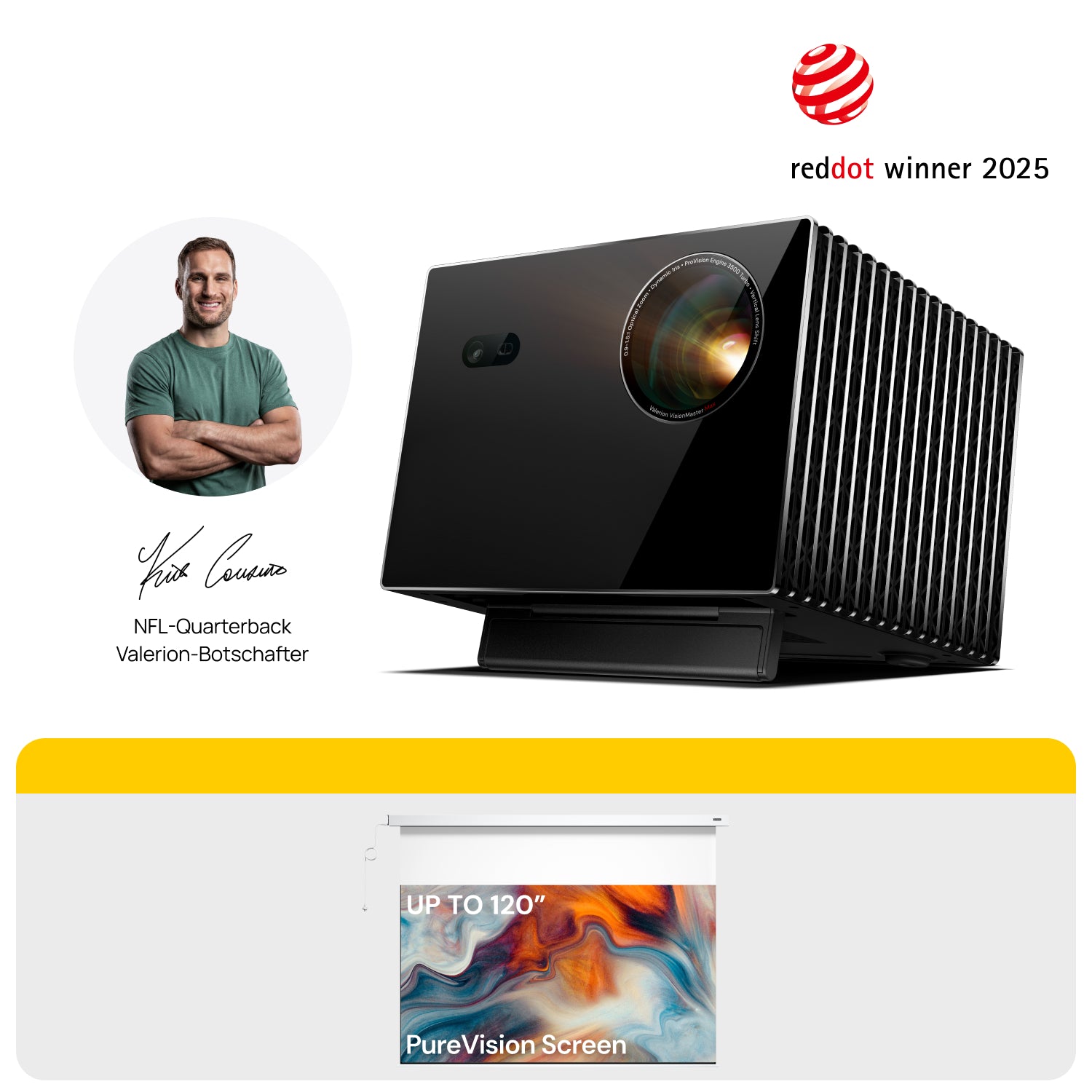 VisionMaster Max + PureVision Anti-Speckle Motorized Screen