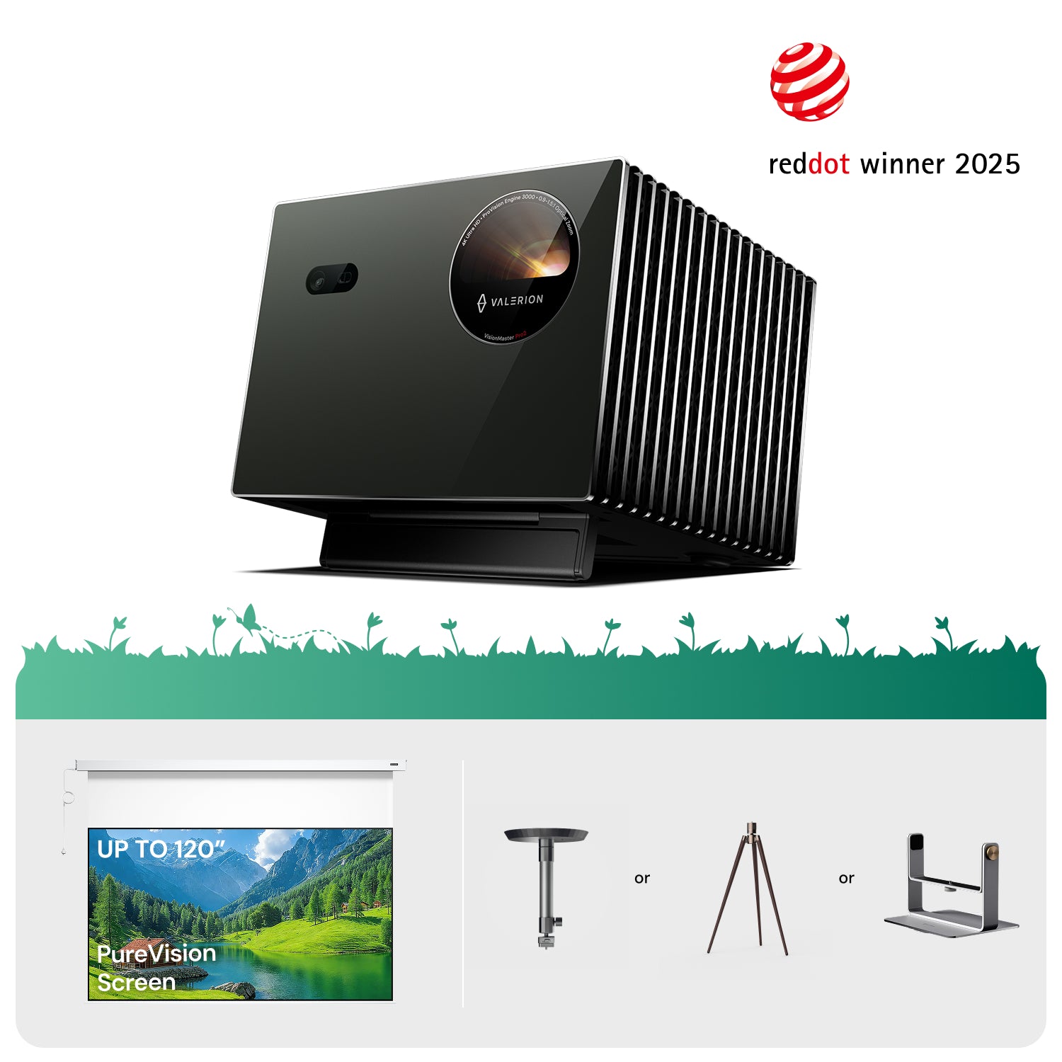 VisionMaster Pro2 + FREE PureVision Anti-Speckle Motorized Screen & Stand