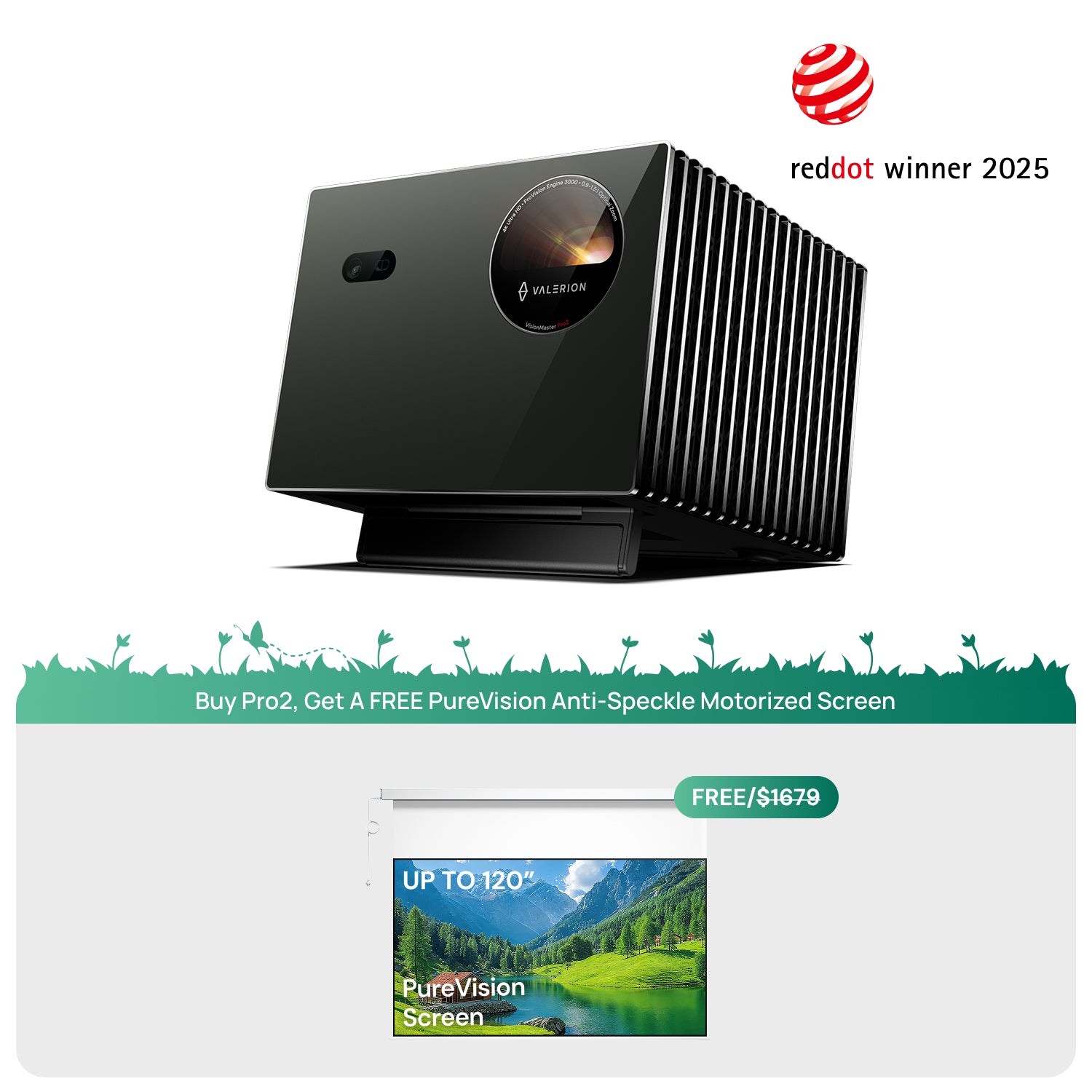 VisionMaster Pro2 + FREE PureVision Anti-Speckle Motorized Screen
